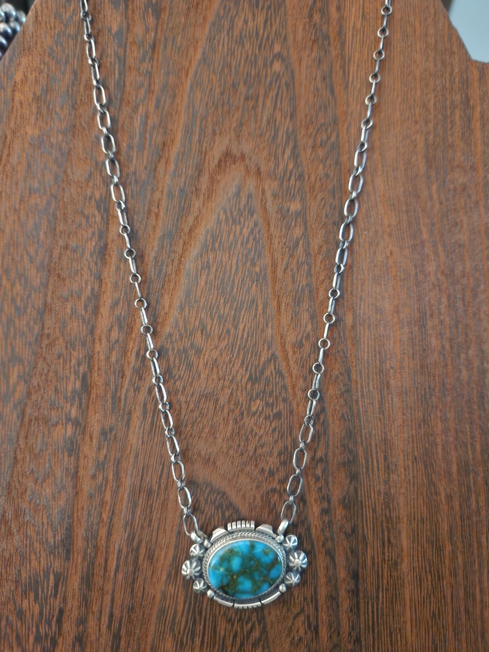 Royston Turquoise Sterling Silver Necklace 18 Inches Artist Signed